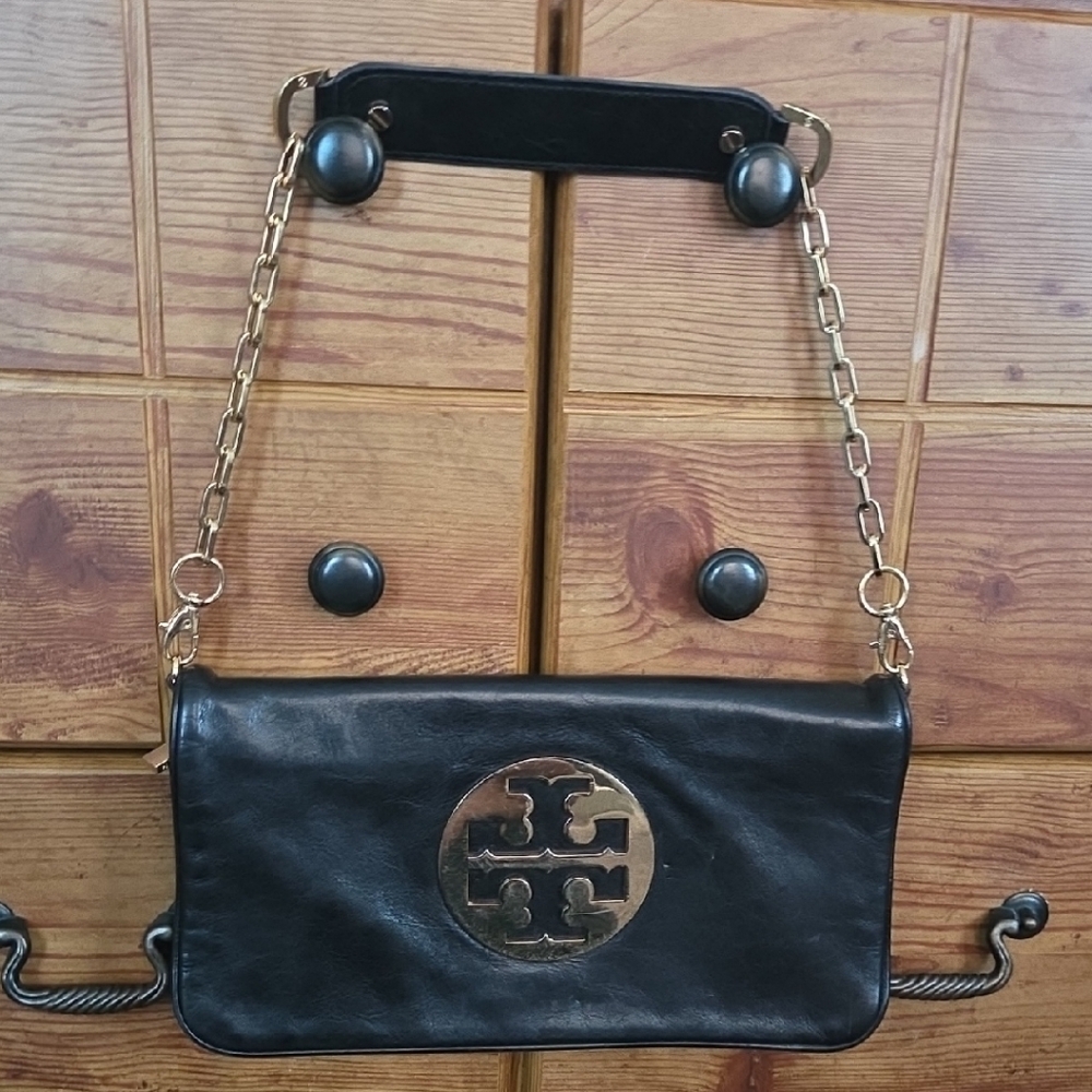 Tory Burch Black and Gold Chain Shoulder Bag